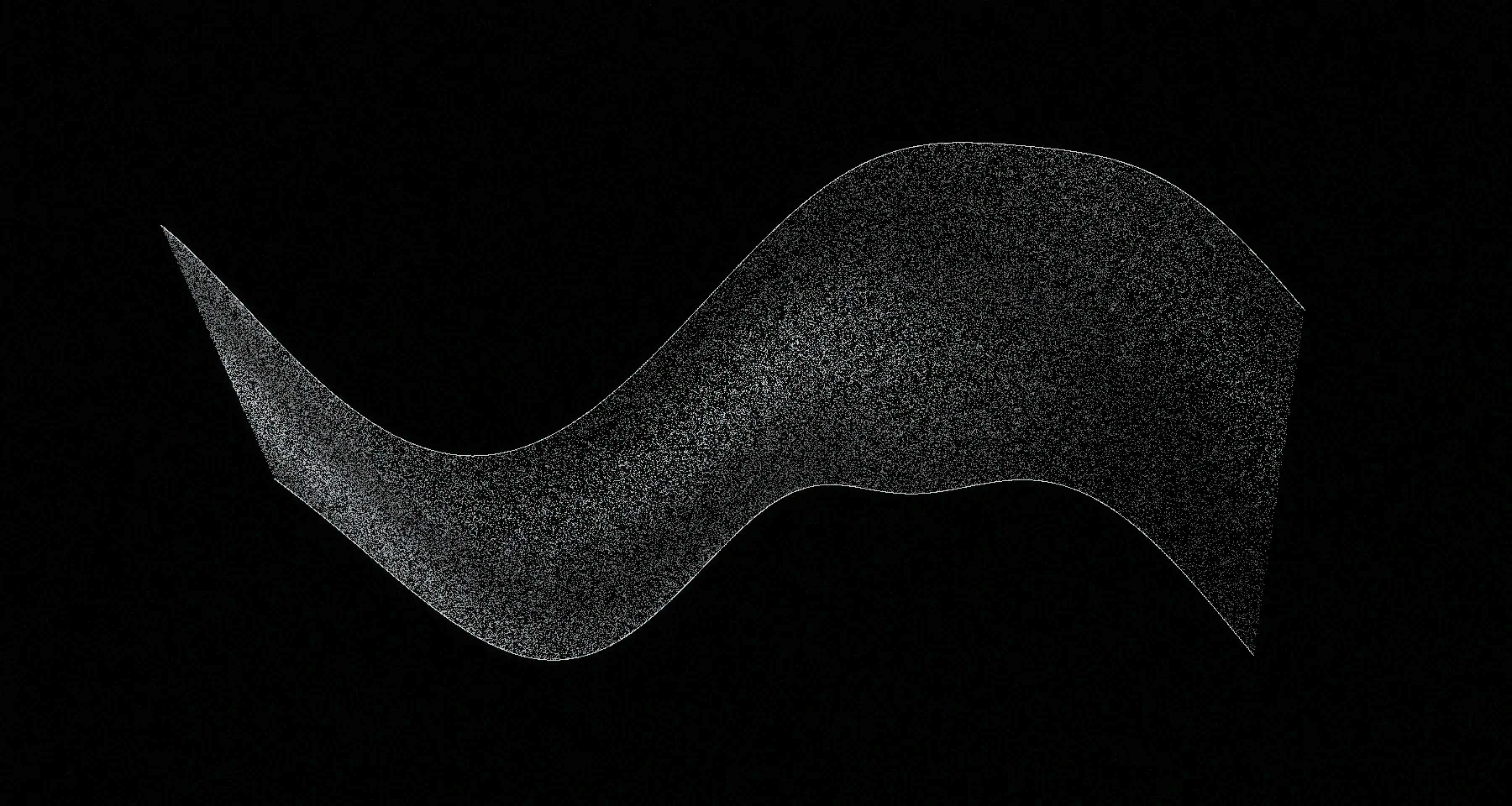 An optical form made from thousands of silver grains, suspended over black